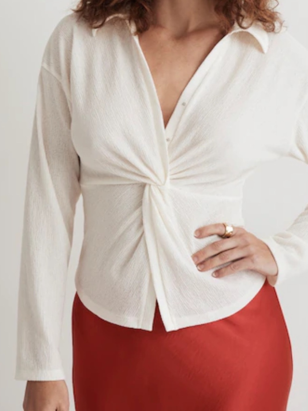 Madewell Twist-Front Long-Sleeve Top Size XS